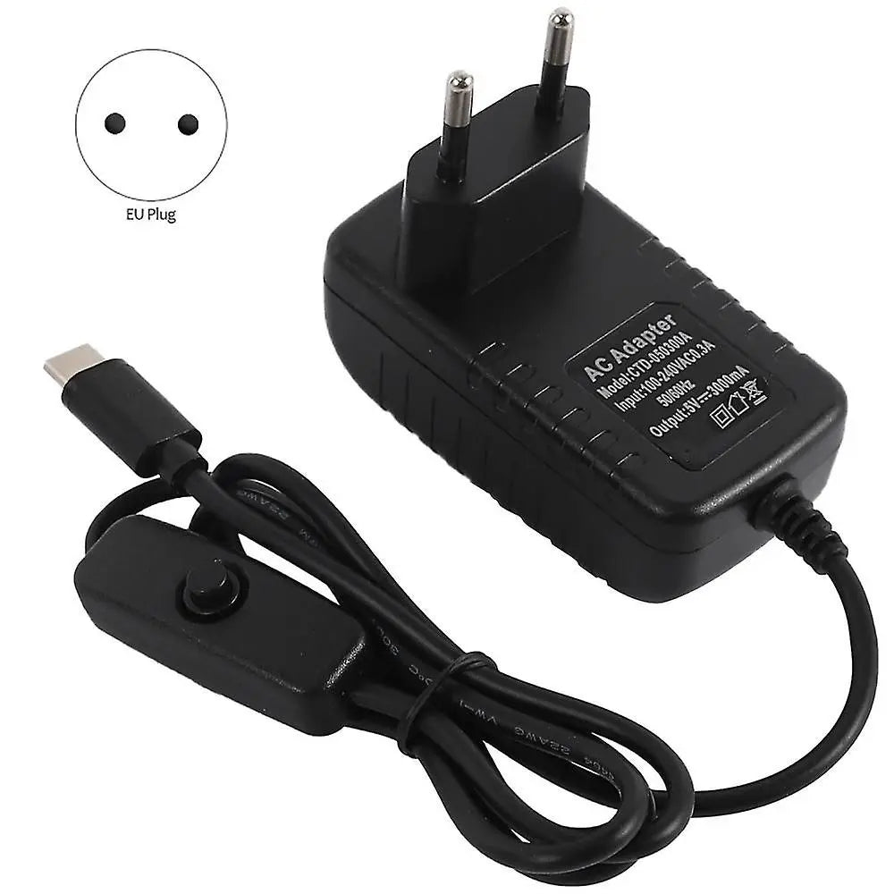 Raspberry Pi 4B power supply 5V 3A Type-C power supply with on/off switch