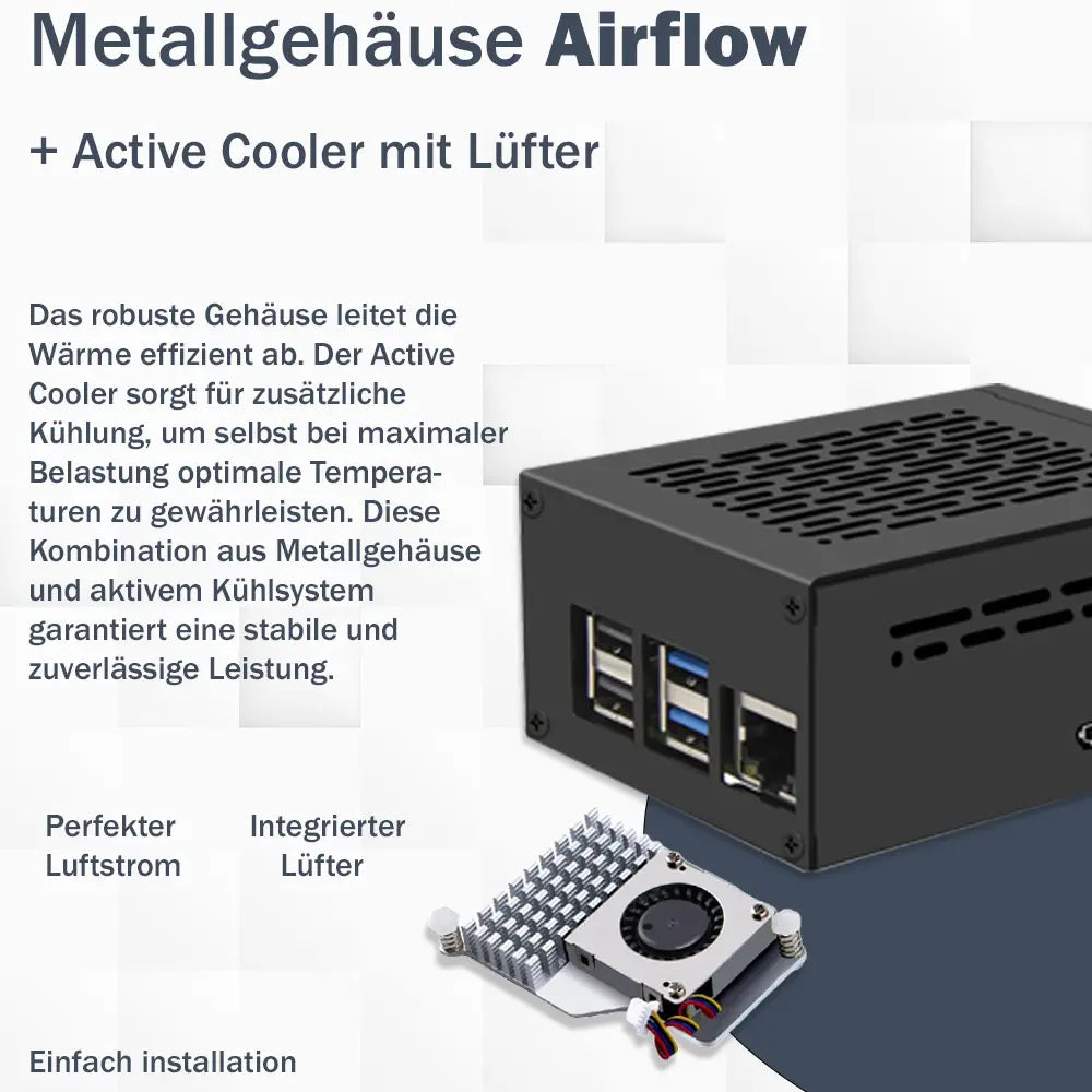 Home Assistant Smarthomezentrale | Raspberry Pi 5 | Air-Flow Metallgehäuse | SSD | Home Assistant OS