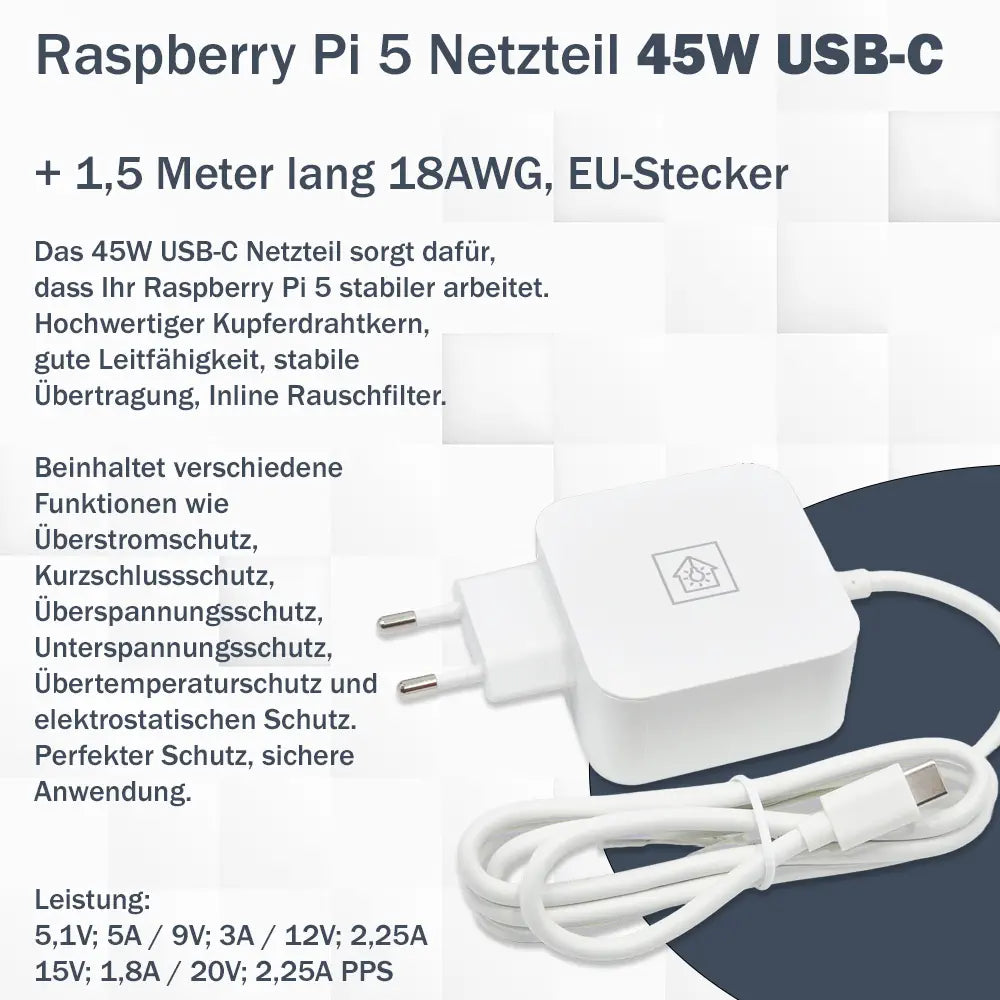 Raspberry Pi 45W USB-C Power Netzteil
