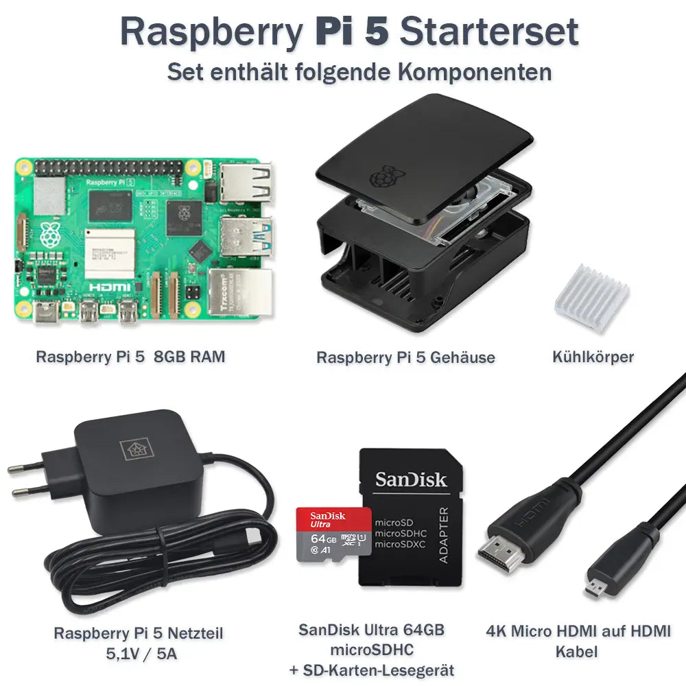 Raspberry Pi 5 Desktop-Starter-Kit Schwarz
