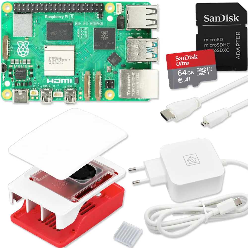 Raspberry Pi 5 Desktop-Starter-Kit Rot/Weiß