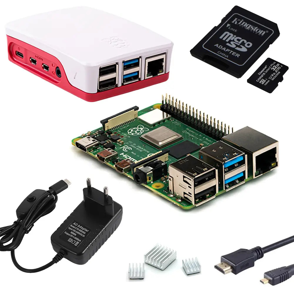 Raspberry Pi 4 Model B Desktop-Starter-Kit (32 GB, Rot/Weiß)