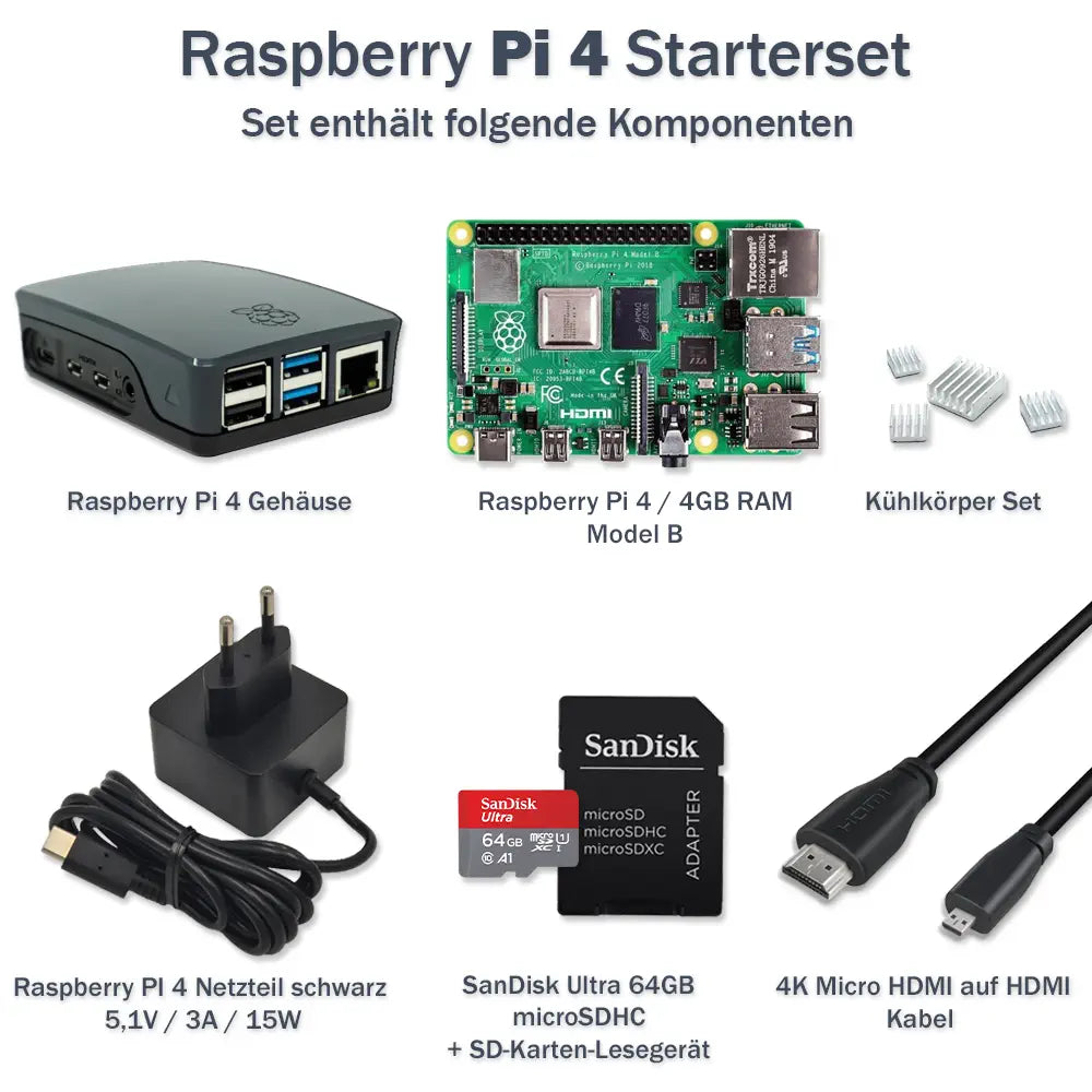 Raspberry Pi 4 Model B Desktop Starter Kit (32GB, Black)