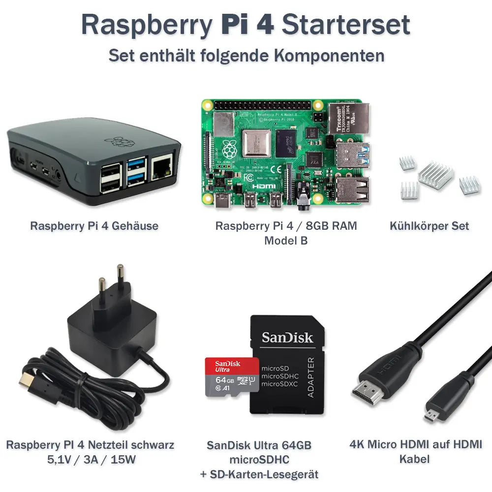 Raspberry Pi 4 Starter-Set Schwarz
