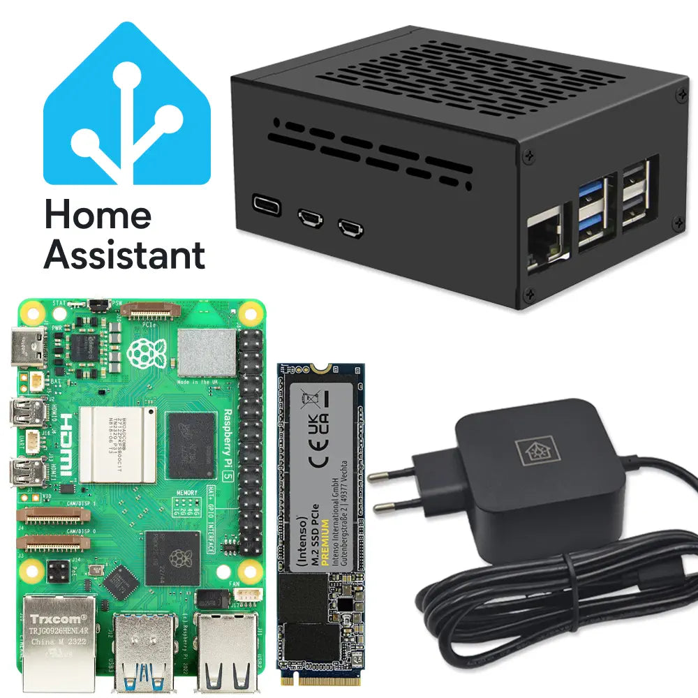 Home Assistant Smarthomezentrale | Raspberry Pi 5 | Air-Flow Metallgehäuse | SSD | Home Assistant OS