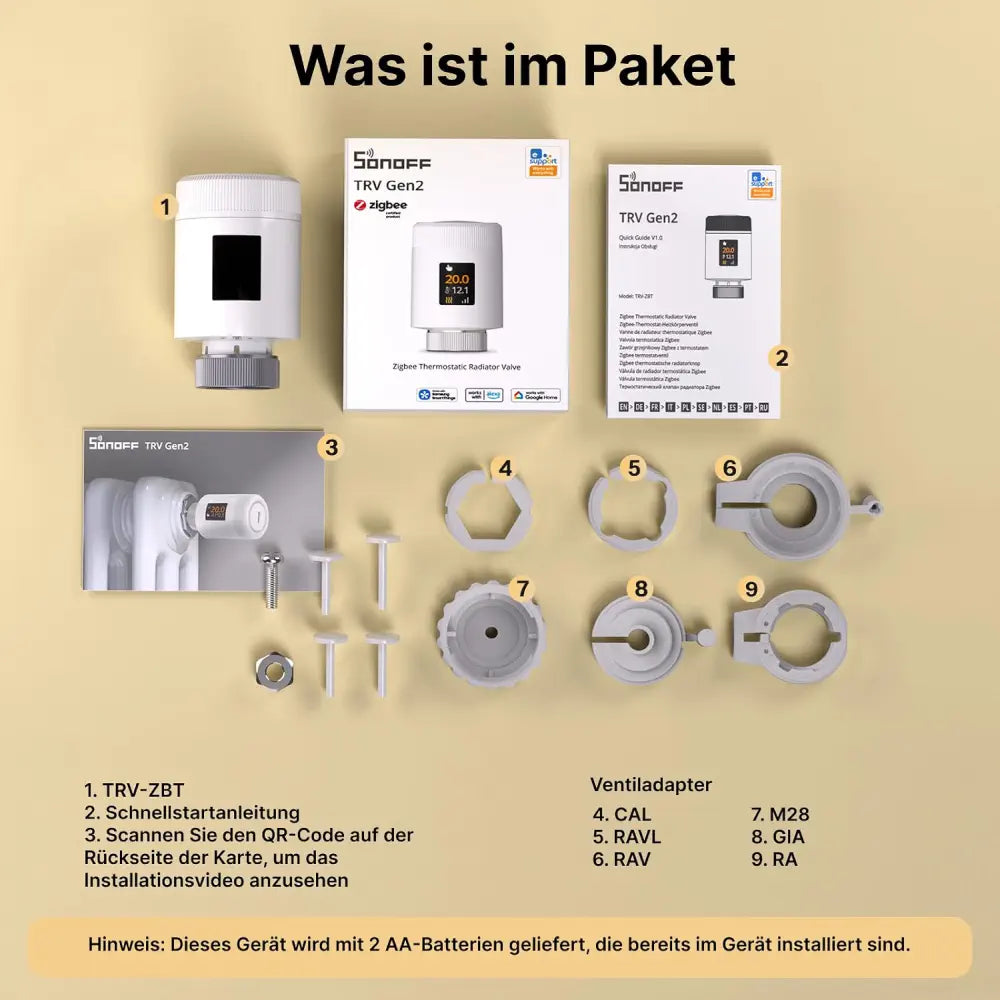 SONOFF TRV Gen2 Zigbee-Thermostatventil für Heizkörper | TRV-ZBT